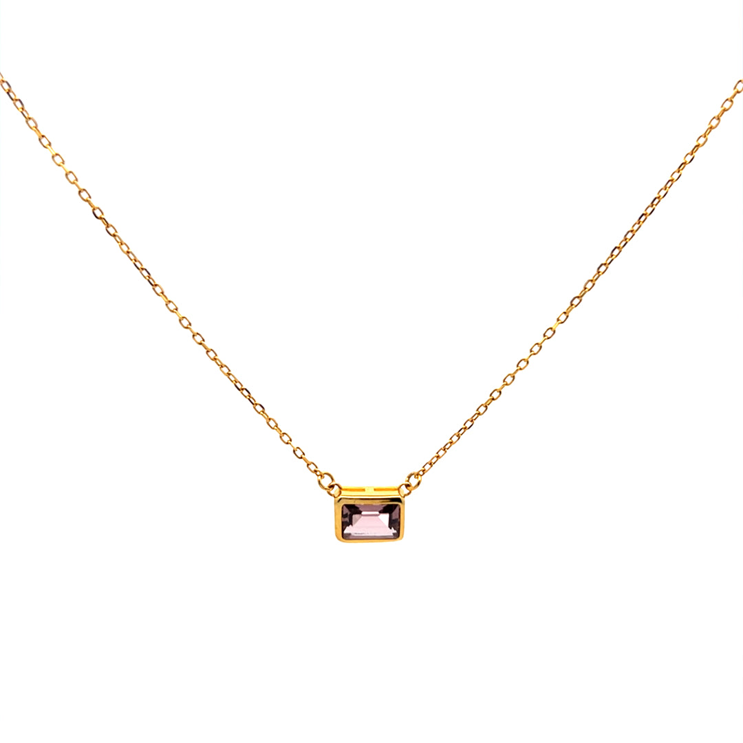 Gold Necklace with Pink Gemstone