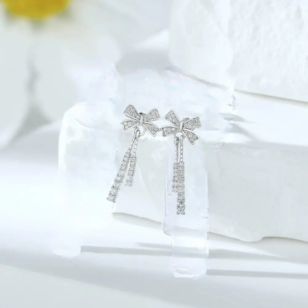 Dazzling Bow Drop Earrings 