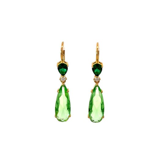 Green Teardrop Gemstone Earrings