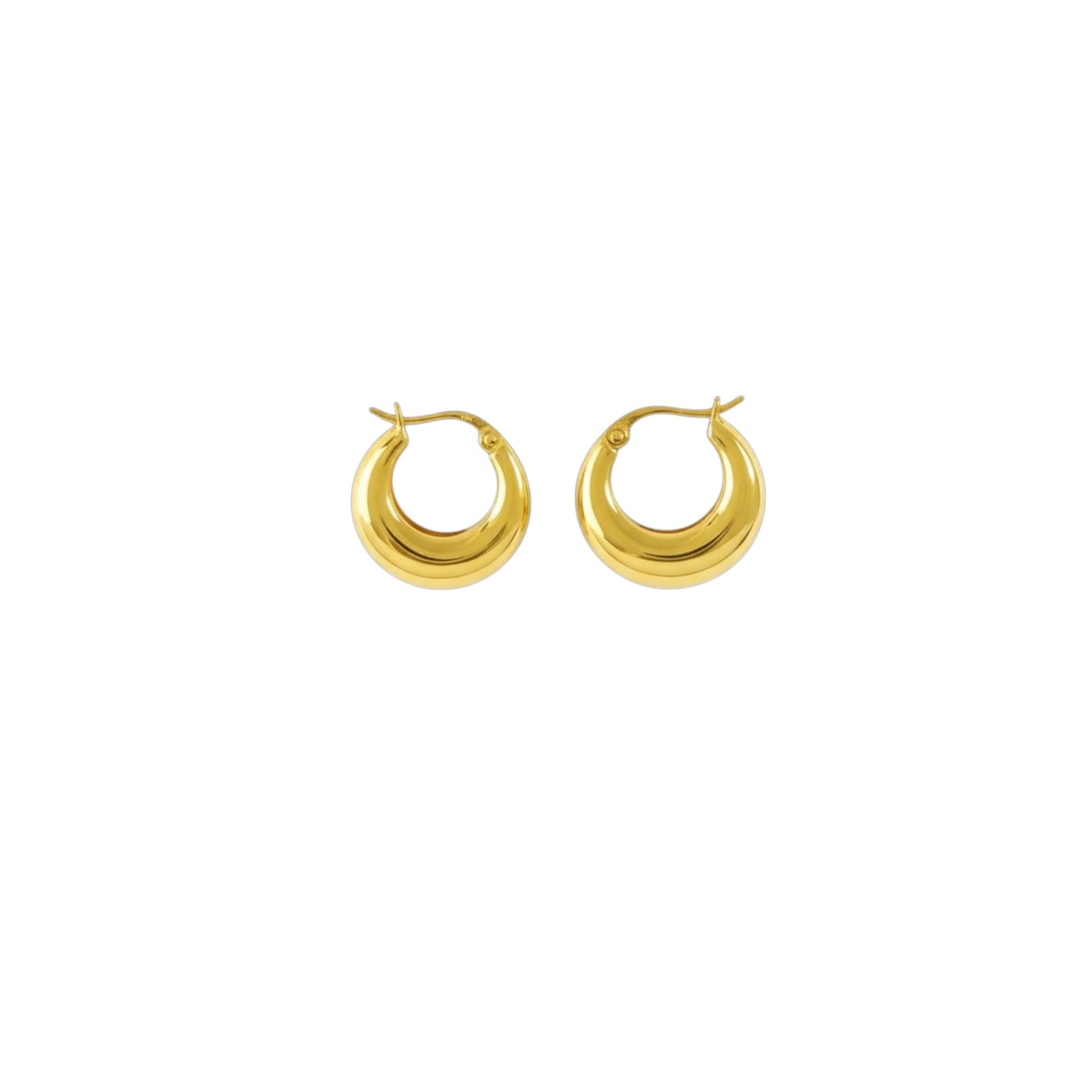 Gloss Dome Hoops — Sterling Silver earrings with 18ct Gold plating featuring a polished domed silhouette for sculpted shine.