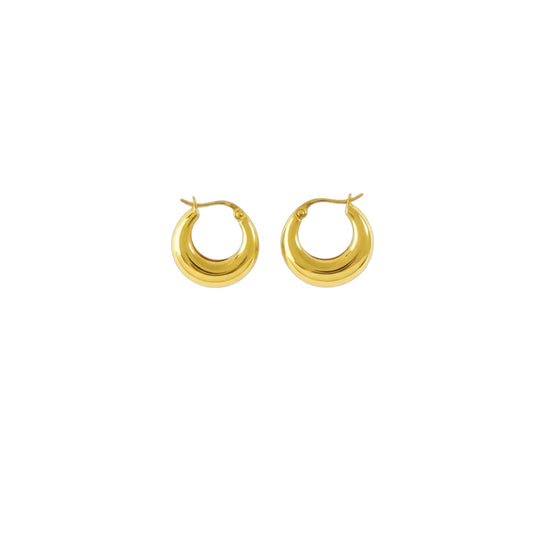 Gloss Dome Hoops — Sterling Silver earrings with 18ct Gold plating featuring a polished domed silhouette for sculpted shine.