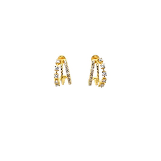 Gold Curve Sparkle Earrings by Scandal Kiss – 18ct gold-plated sterling silver with pavé stones and sculptural curves
