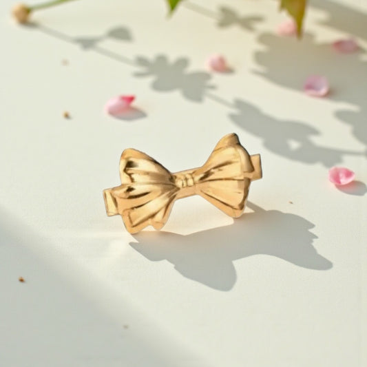 Golden Bow Hair Clip - polished 18ct gold bow hair accessory