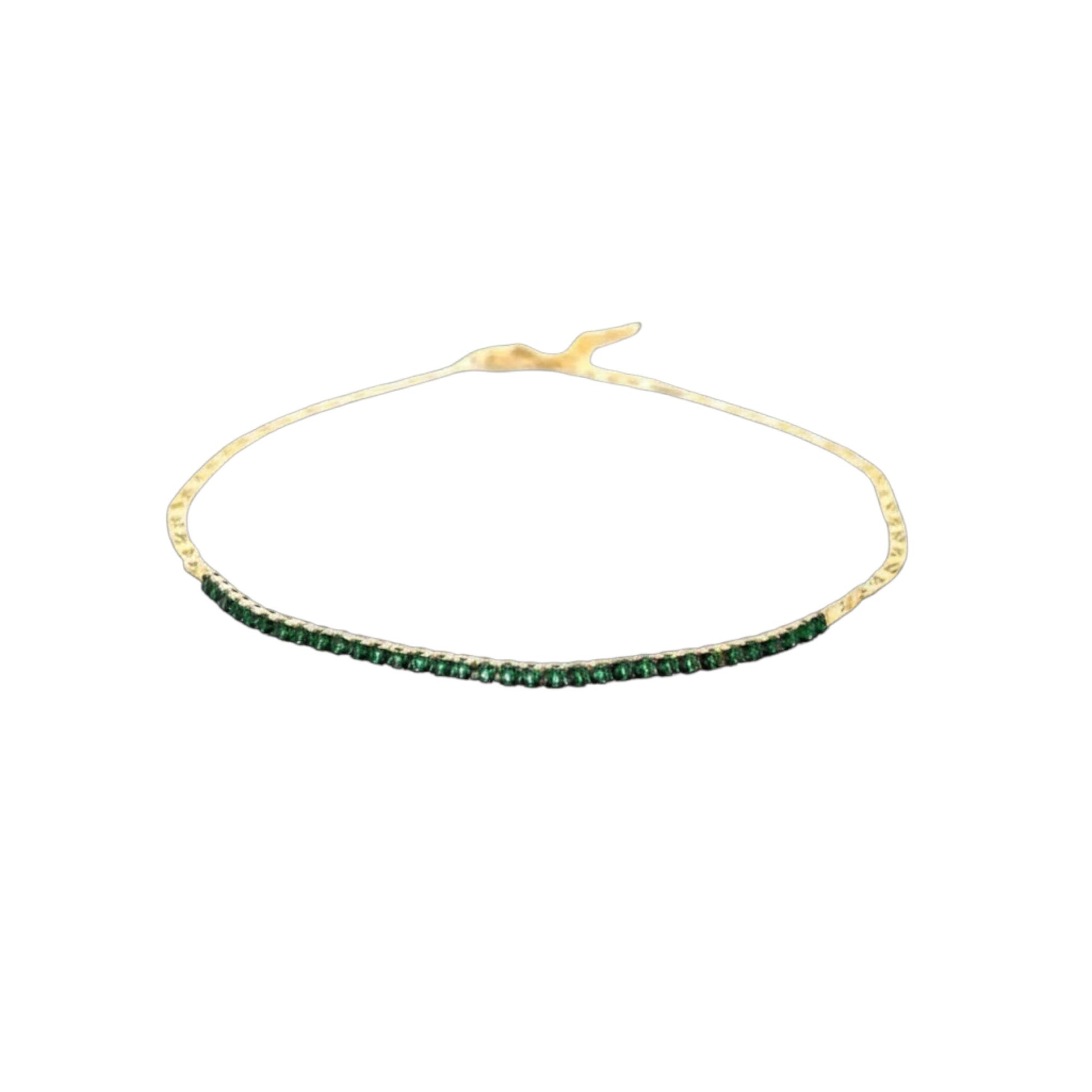 Green Sparkle Gold Anklet - gold chain with green zirconia stones
