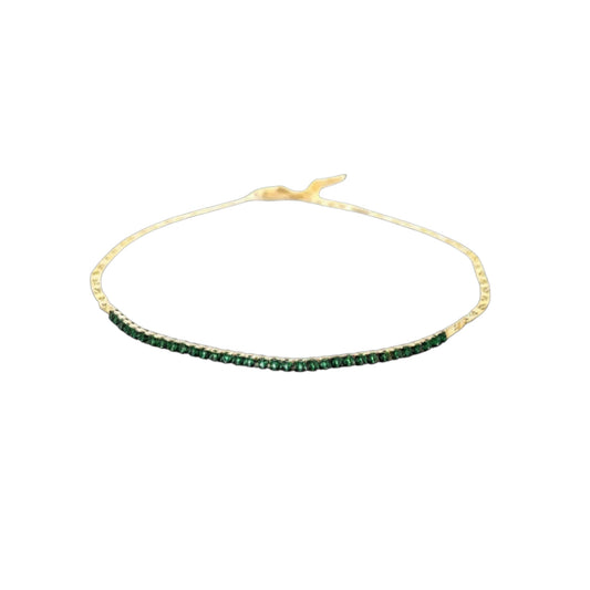 Green Sparkle Gold Anklet - gold chain with green zirconia stones