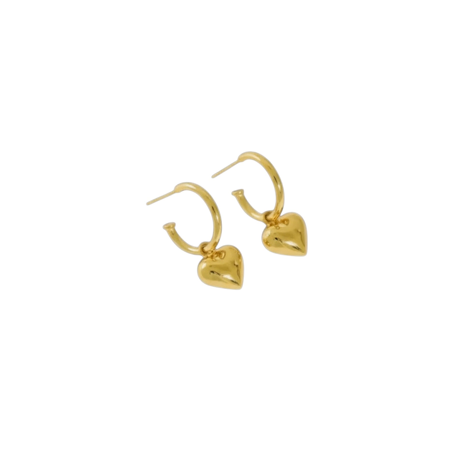 Heart Charm Hoops in 18ct gold-plated sterling silver with sculpted heart charms 