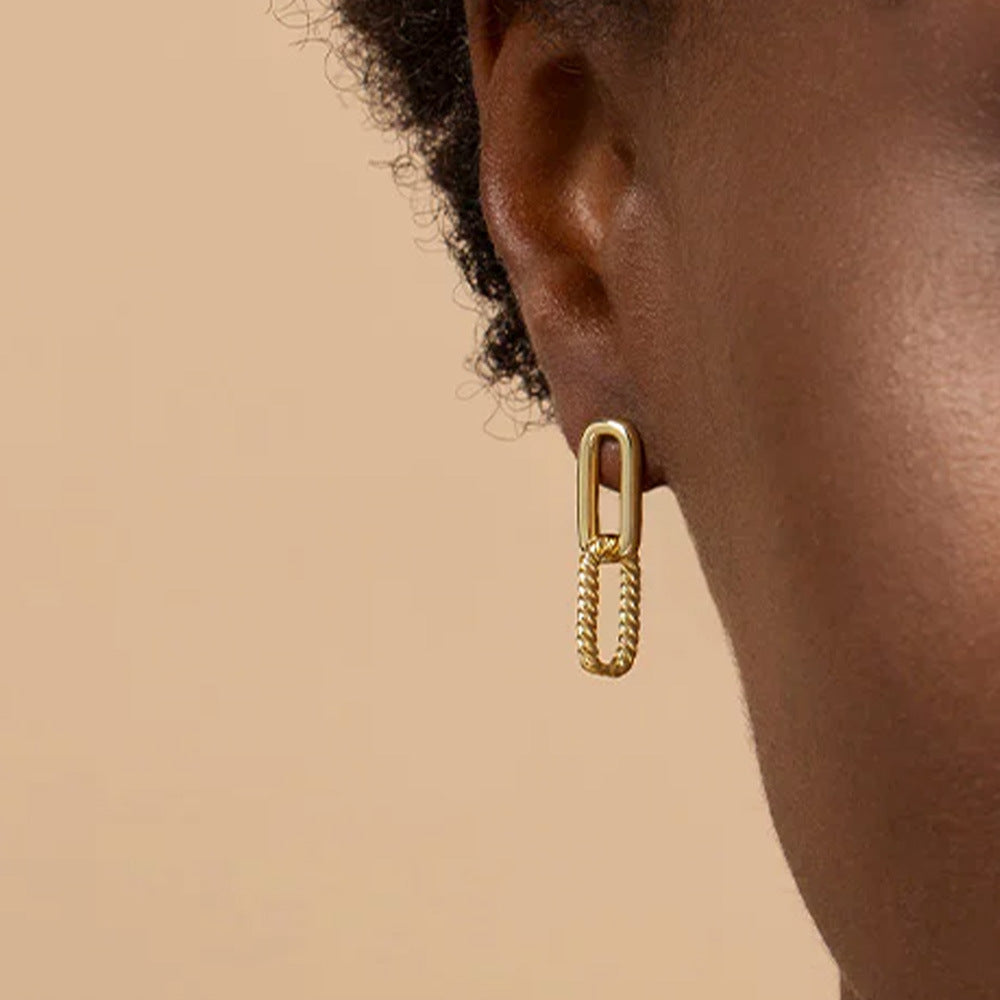 Gold Paperclip Stud Earrings