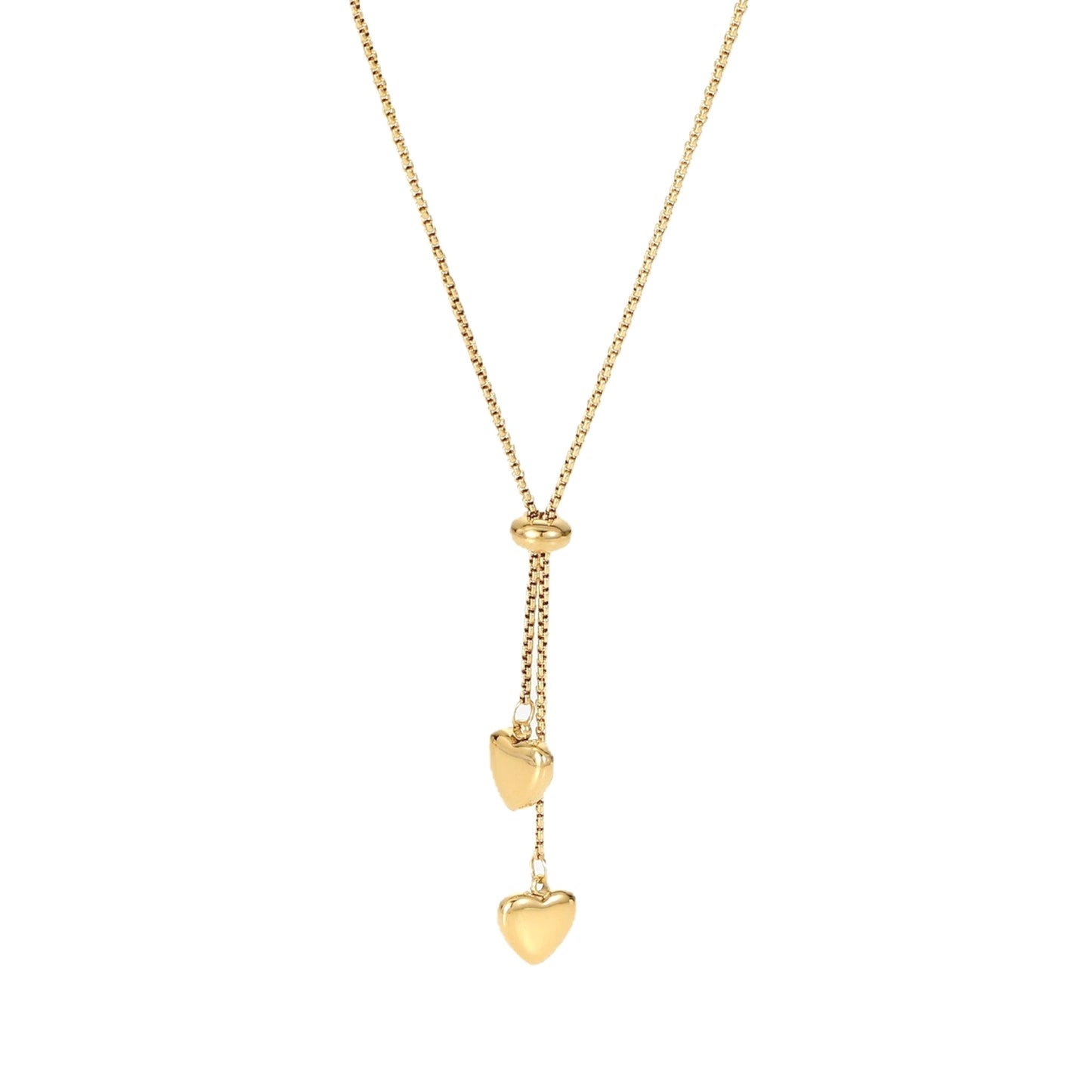 Double Heart Drop Necklace