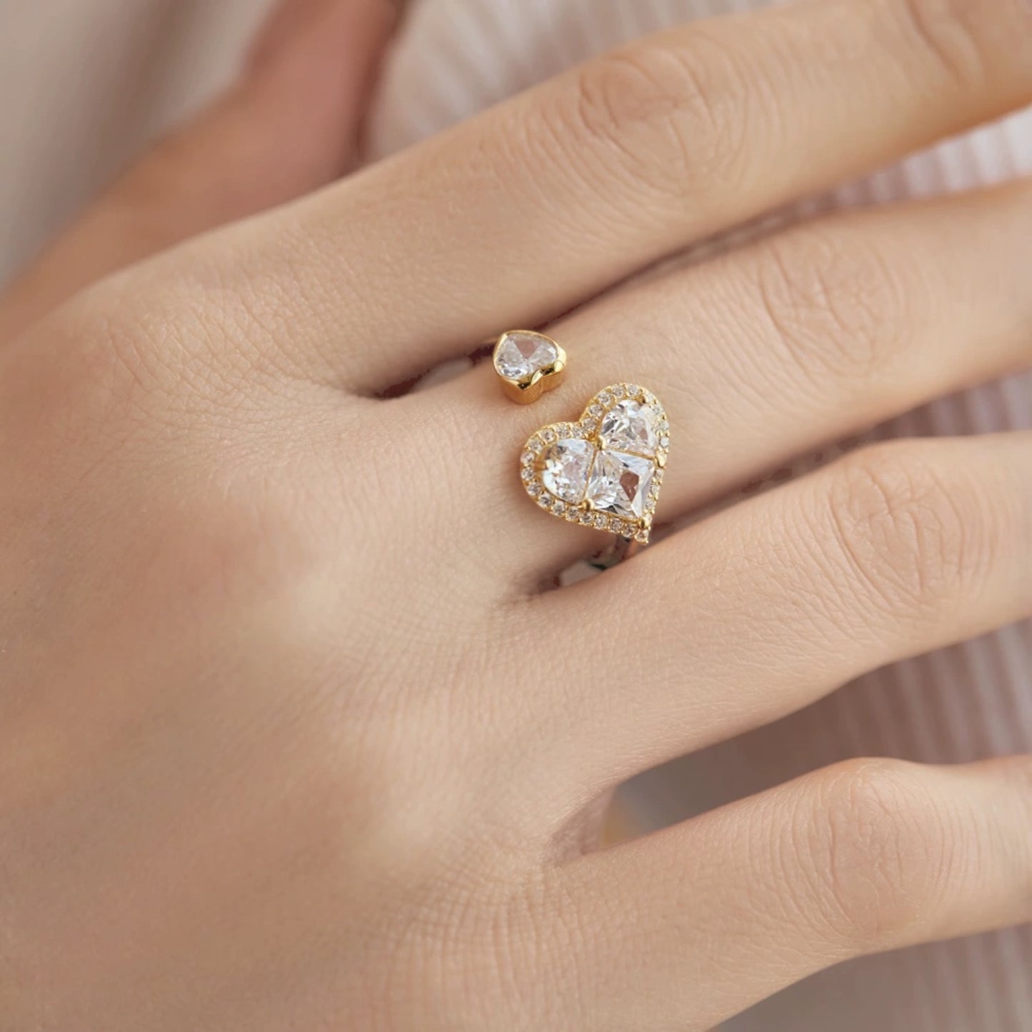 Double Heart Pavé Ring