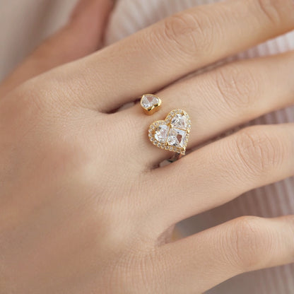 Double Heart Pavé Ring