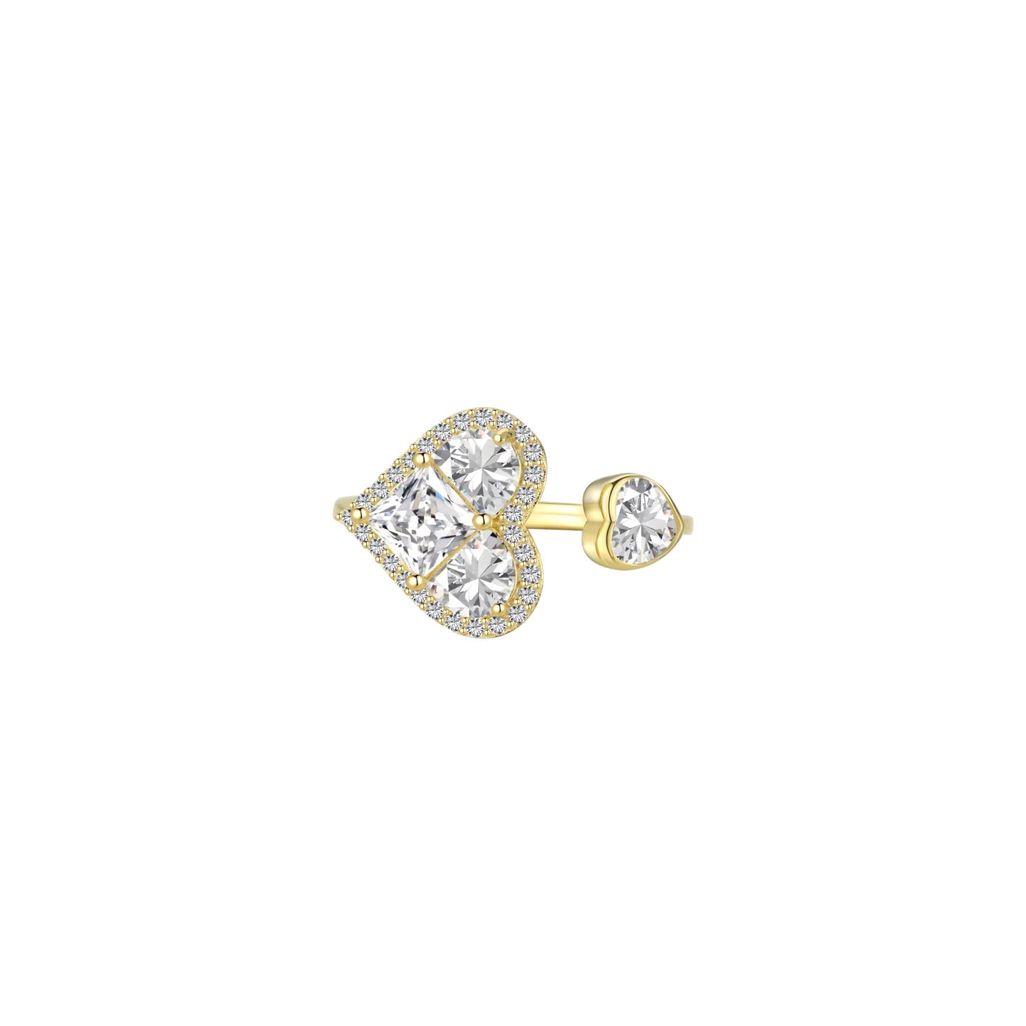 Double Heart Pavé Ring