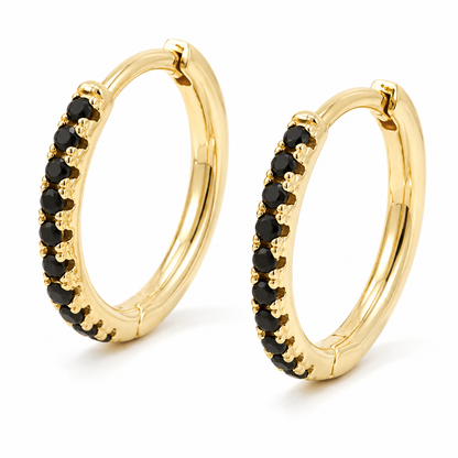 Black Pavé Huggies