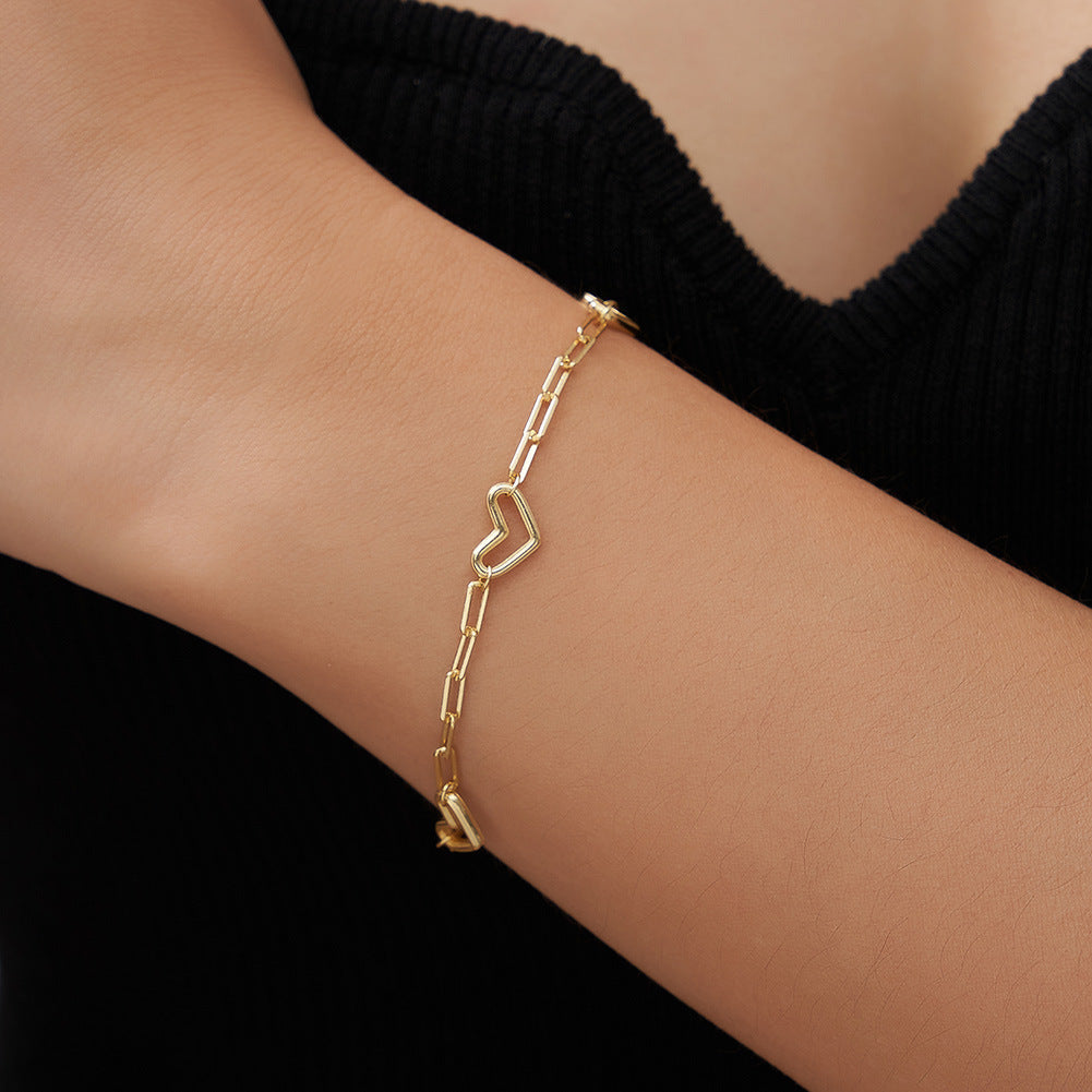 Gold Heart Link Bracelet