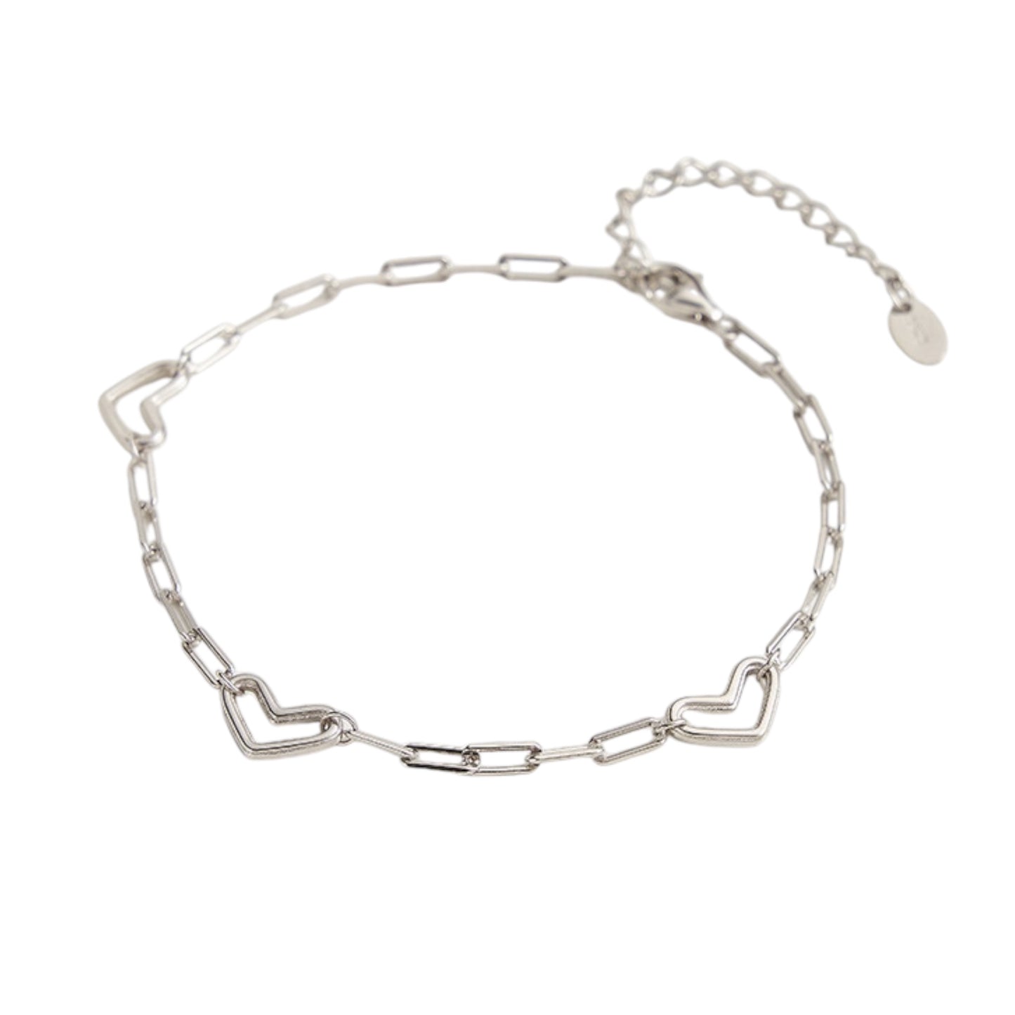 Silver Heart Link Bracelet