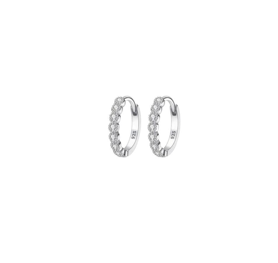 Sparkling Silver Zirconia Hoop Earrings