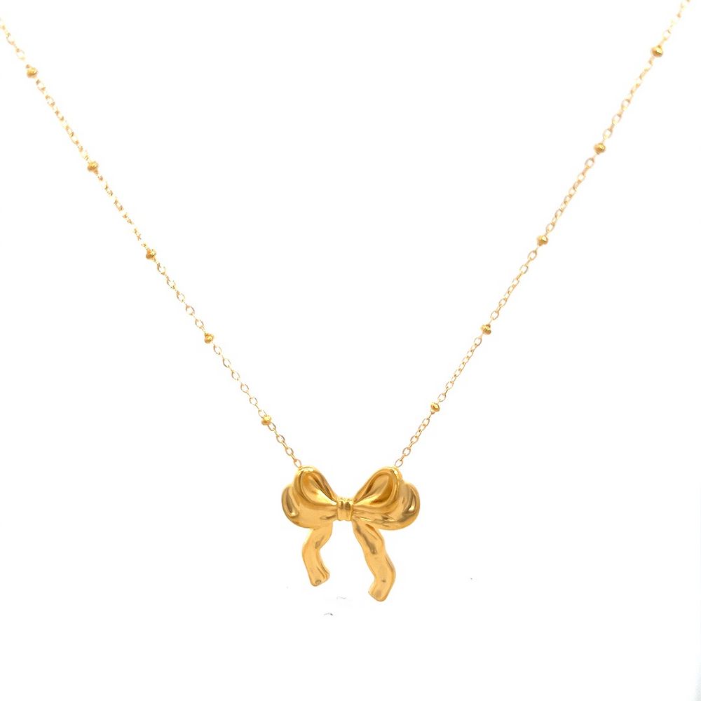 Elegant Gold Bow Necklace