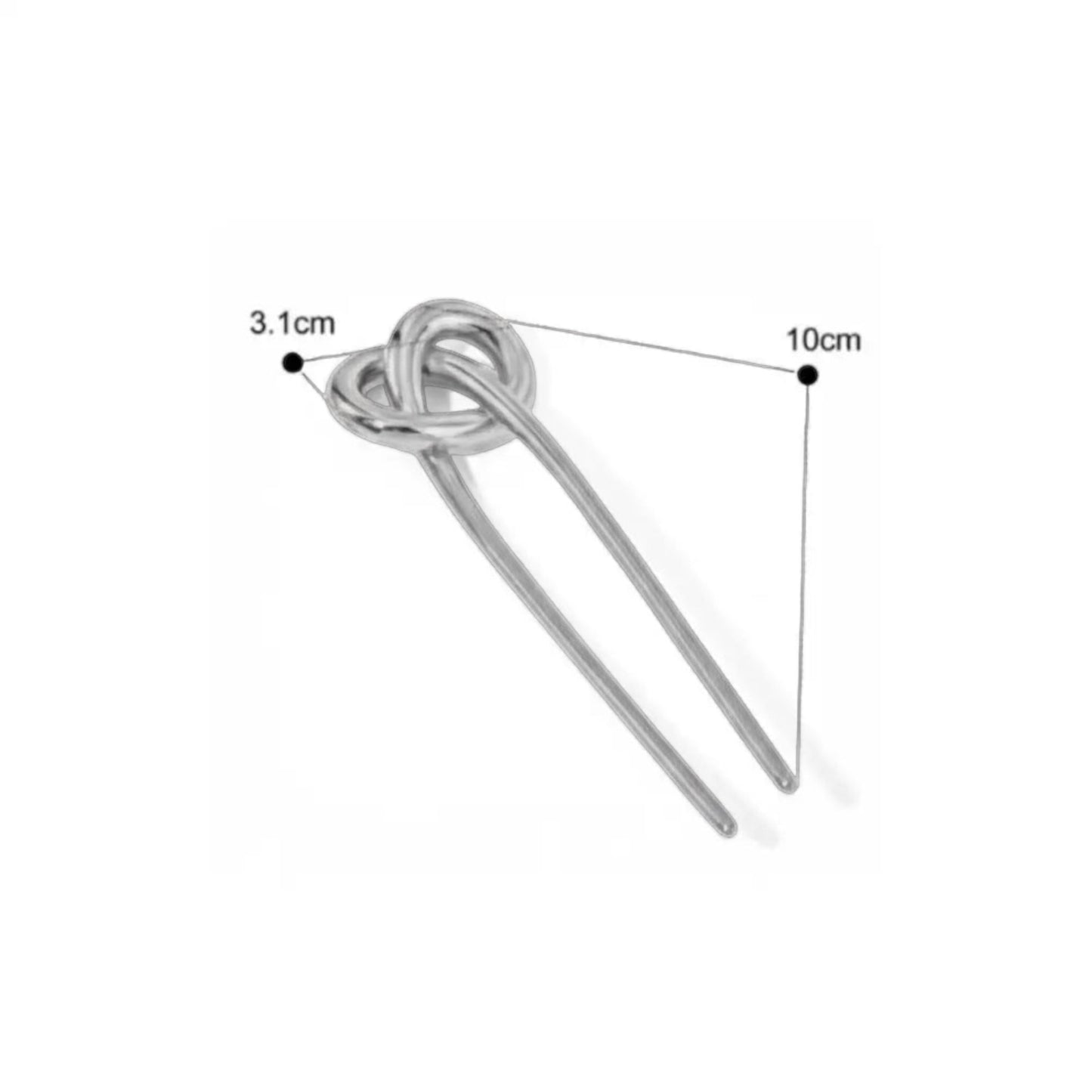 Knot Loop Hairpin by Scandal Kiss – gold and silver sculptural stainless steel hairpin with interlocking loop design