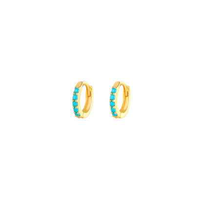 Turquoise Stone Huggie Earrings