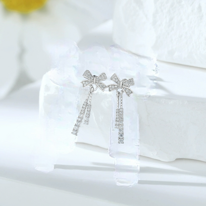 Sparkling Bow Drop Earrings