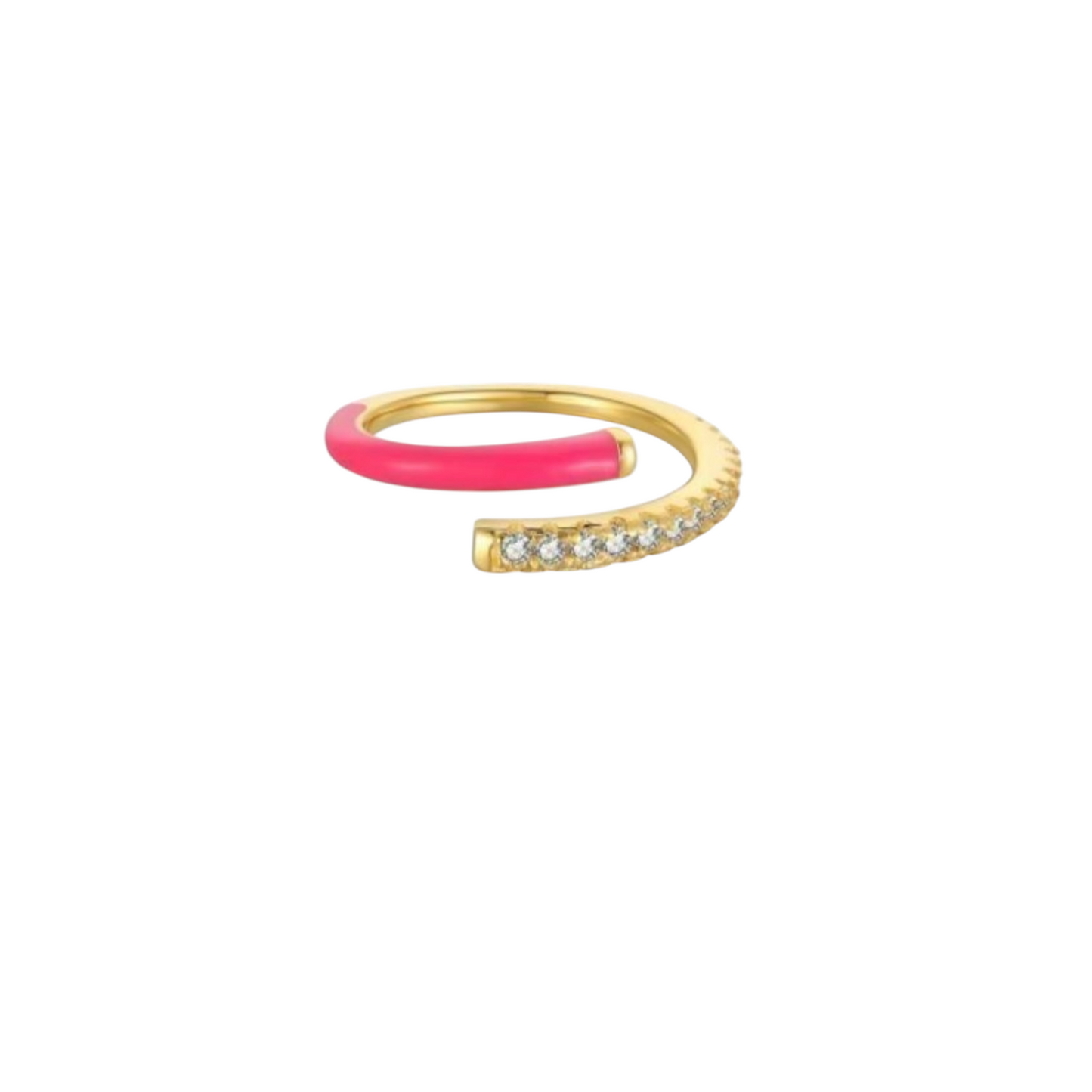 Pink Enamel Pavé Ring