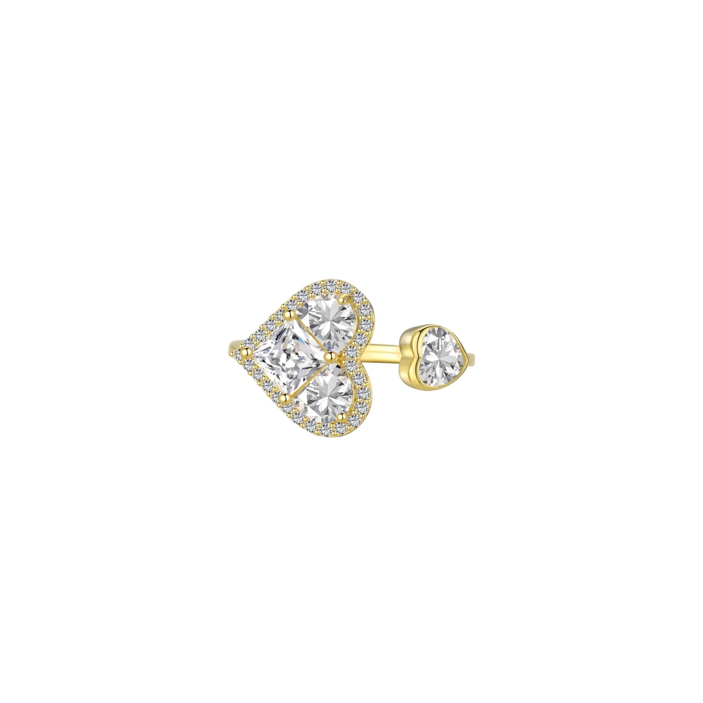 Double Heart Pavé Ring