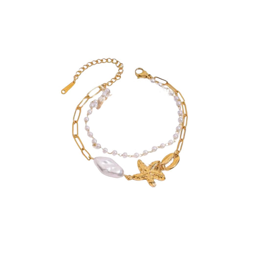 Layered Shell Adornment Bracelet