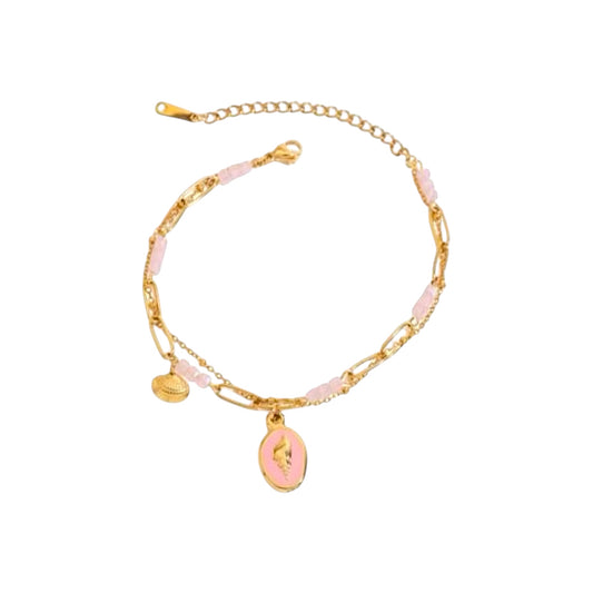 Pink Cameo Link Bracelet
