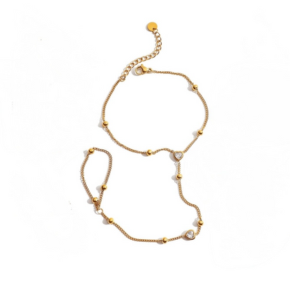 Heart Chain Ring Bracelet