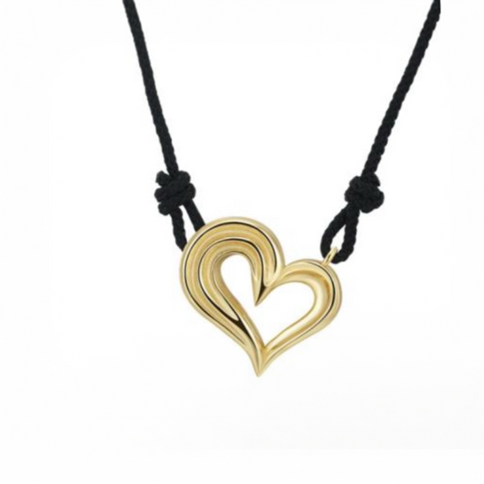 Gold Heart Charm Cord Necklace