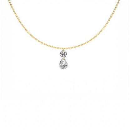 Round and Pear Stone Drop Necklace