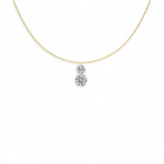 Two Stone Drop Pendant Necklace