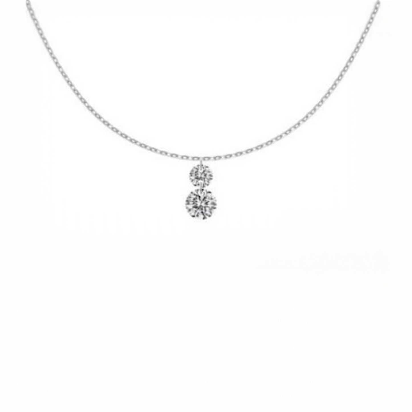 Two Stone Drop Pendant Necklace
