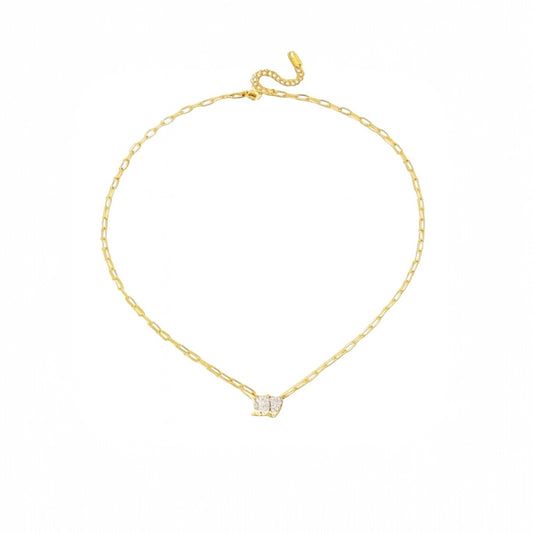 Gold Geometric Pendant Link Necklace