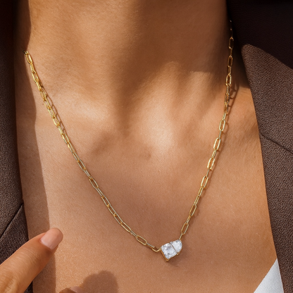 Gold Geometric Pendant Link Necklace
