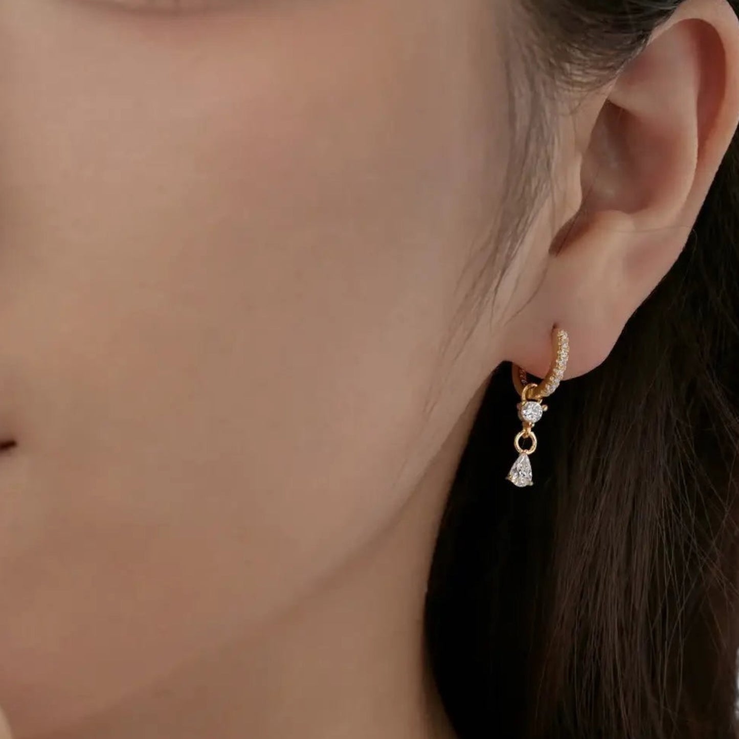 Sparkle Drop Huggie Earrings