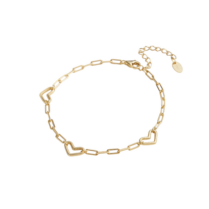 Gold Heart Link Bracelet