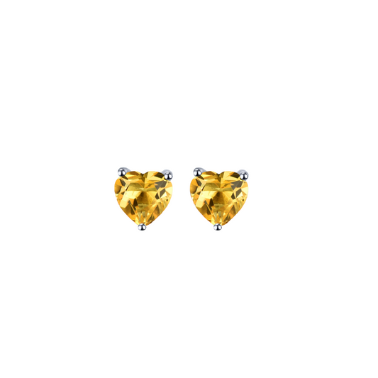 Yellow Heart Stud Earrings