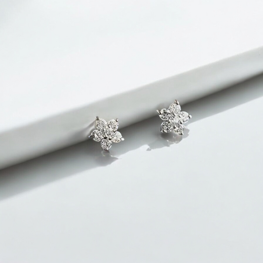 Silver Flower Stud Earrings