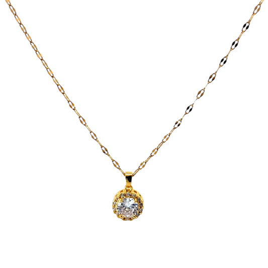 Gold Halo Diamante Necklace