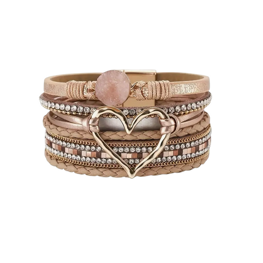 Champagne Heart Stack Bracelet