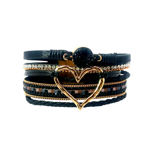 Black Heart Stack Bracelet