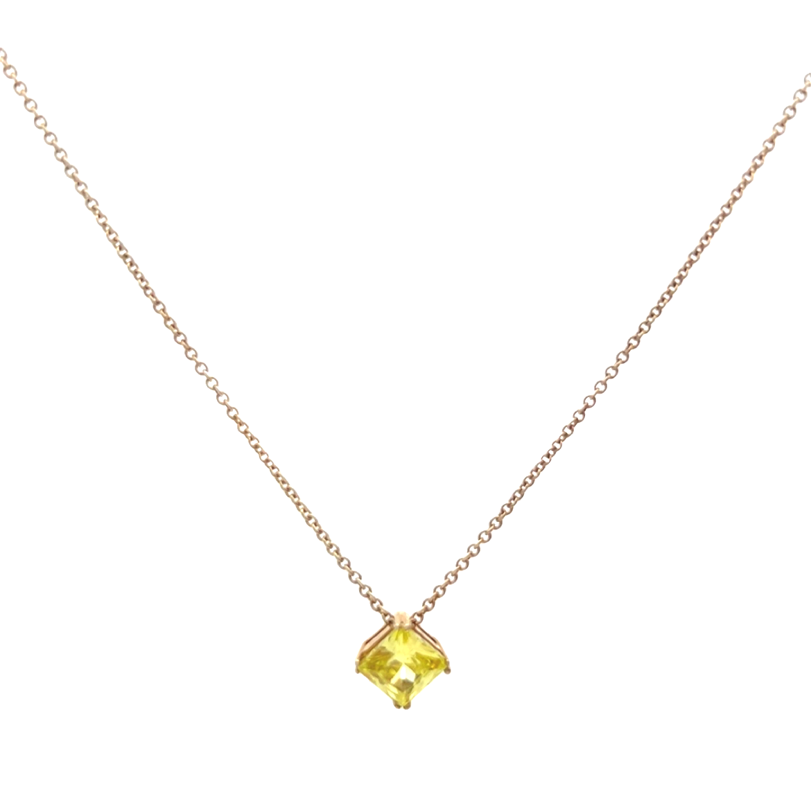 Lemon Quartz Solitaire Necklace