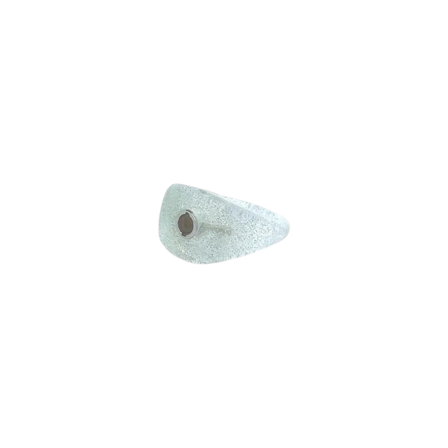 Silver glitter resin ring base designed for interchangeable ScanJewels with a glossy finish