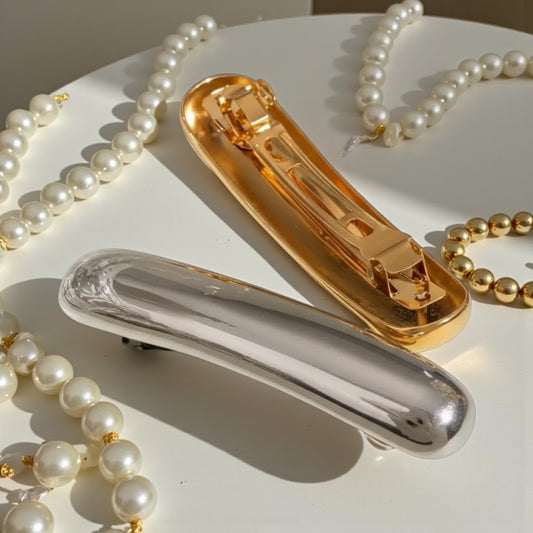 Gold and Silver Sleek Hair Clip — sculptural stainless steel clip by Scandal Kiss