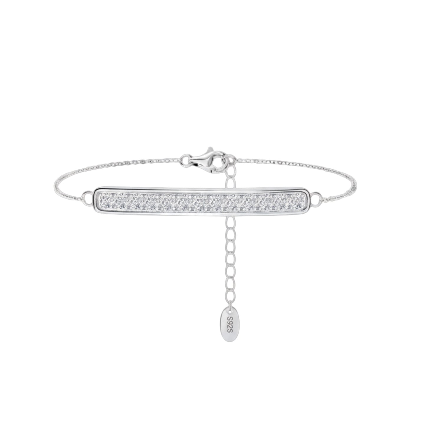 Sleek Pavé Bar Anklet -minimalist silver white gold plated anklet with pavé sparkle
