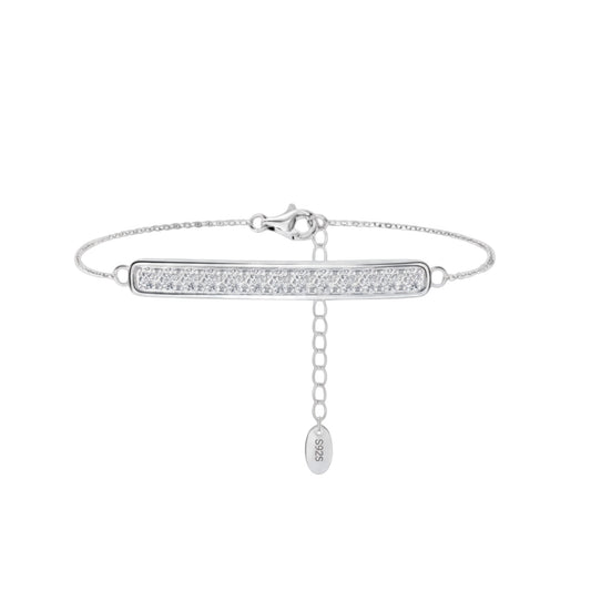 Sleek Pavé Bar Anklet -minimalist silver white gold plated anklet with pavé sparkle