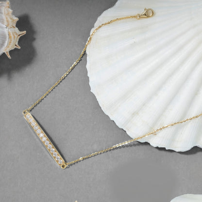 Sleek Pavé Bar Anklet -minimalist  14ct gold plated anklet with pavé sparkle