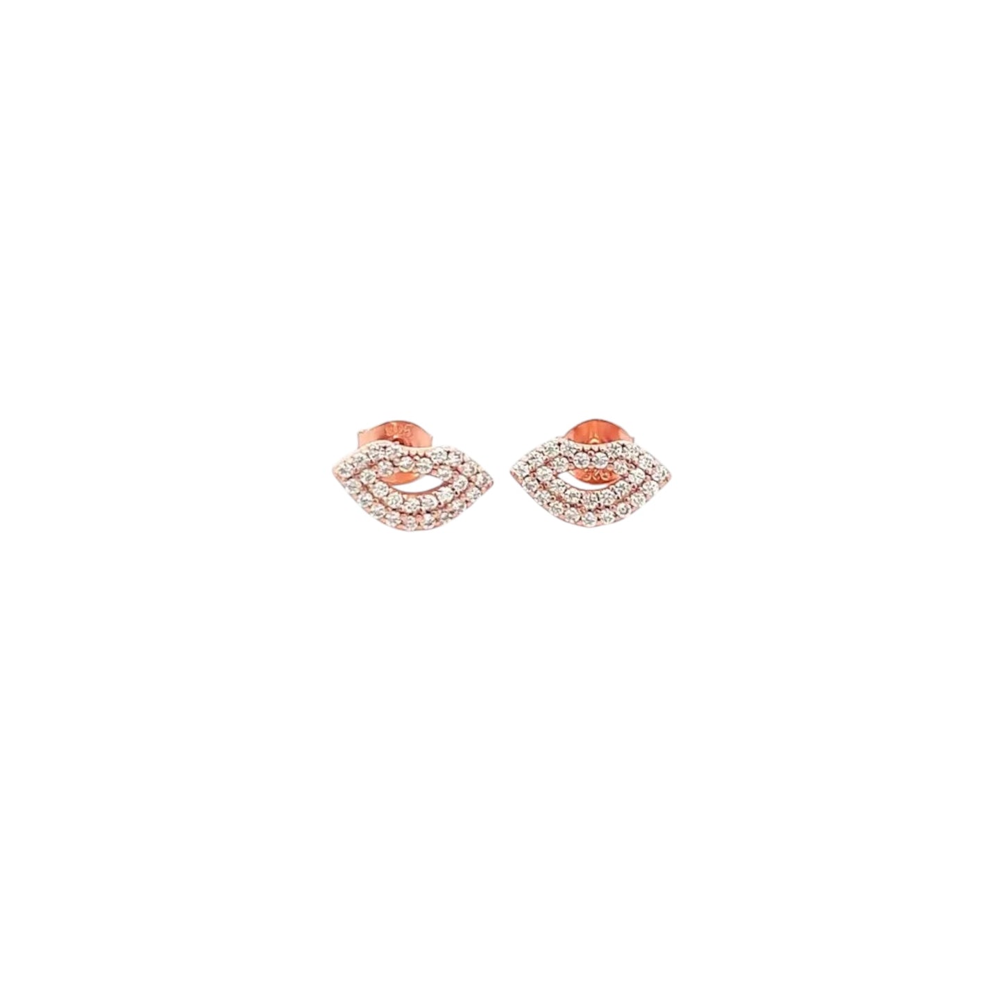 Sparkling Lip Stud Earrings by Scandal Kiss – Rose Gold Sterling Silver Studs