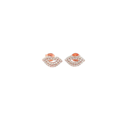 Sparkling Lip Stud Earrings by Scandal Kiss – Rose Gold Sterling Silver Studs