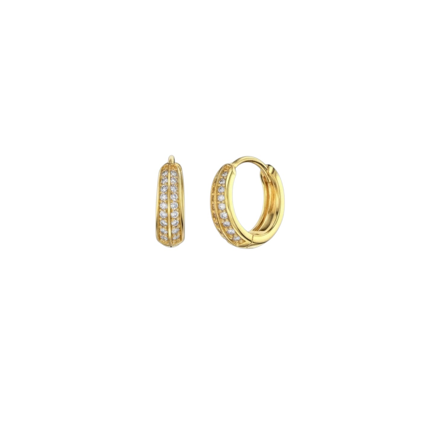 Tapered Pavé Huggie Earrings in sterling silver with pavé-set stones in gold plating